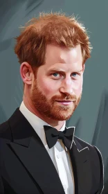 Prince Harry Detailed Drawing in Formal Attire