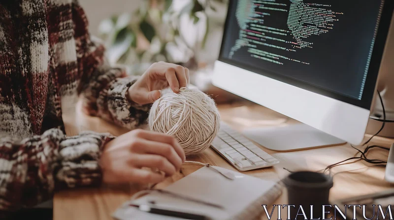 Crafting with Code: A Knitter's Workspace AI Image