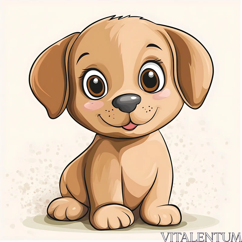 Cute Animated Puppy Drawing AI Image