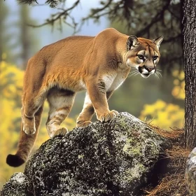 Cougar on Rocky Outcrop