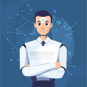 AI Robot Cartoon Illustration