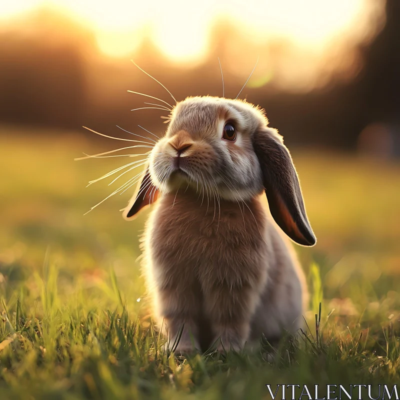 Rabbit Portrait in Meadow AI Image