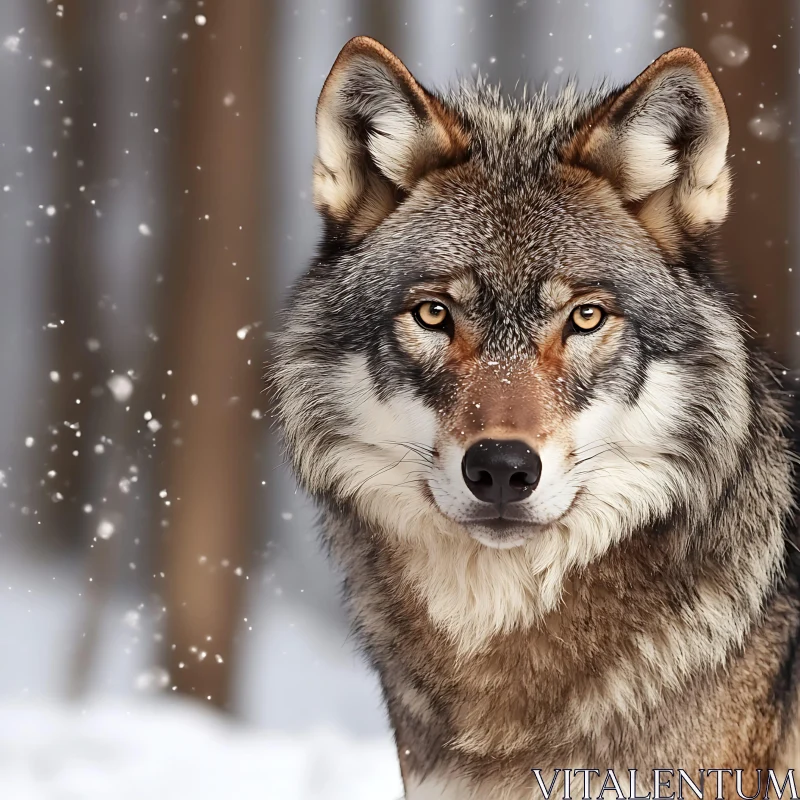 AI ART Majestic Wolf in Winter Wonderland