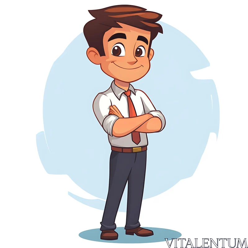 AI ART Confident Man Cartoon Character Illustration