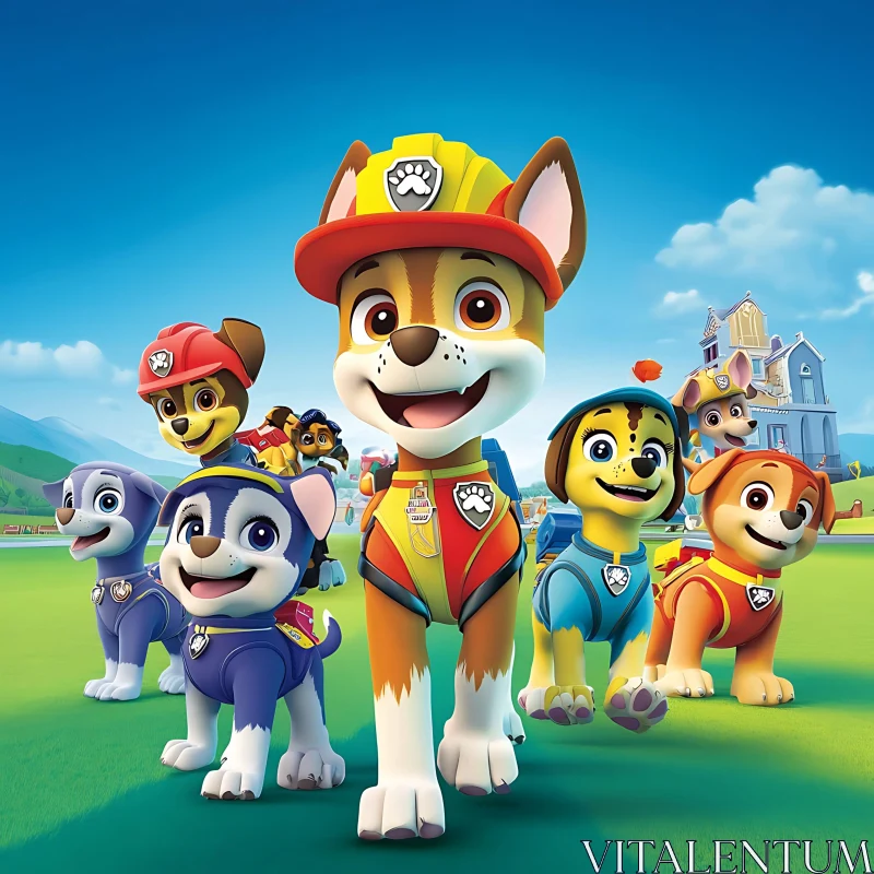 Animated Puppy Adventure Team AI Image