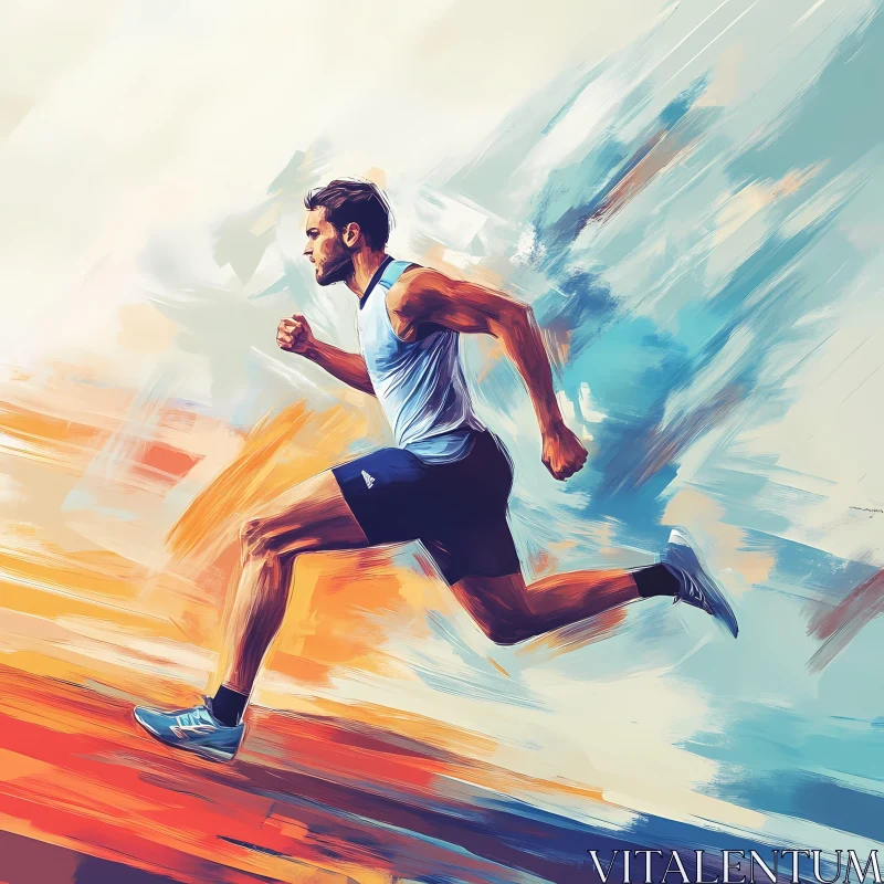 Expressive Painting of a High-Speed Runner AI Image