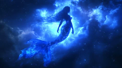 Celestial Mermaid in Azure Cosmos