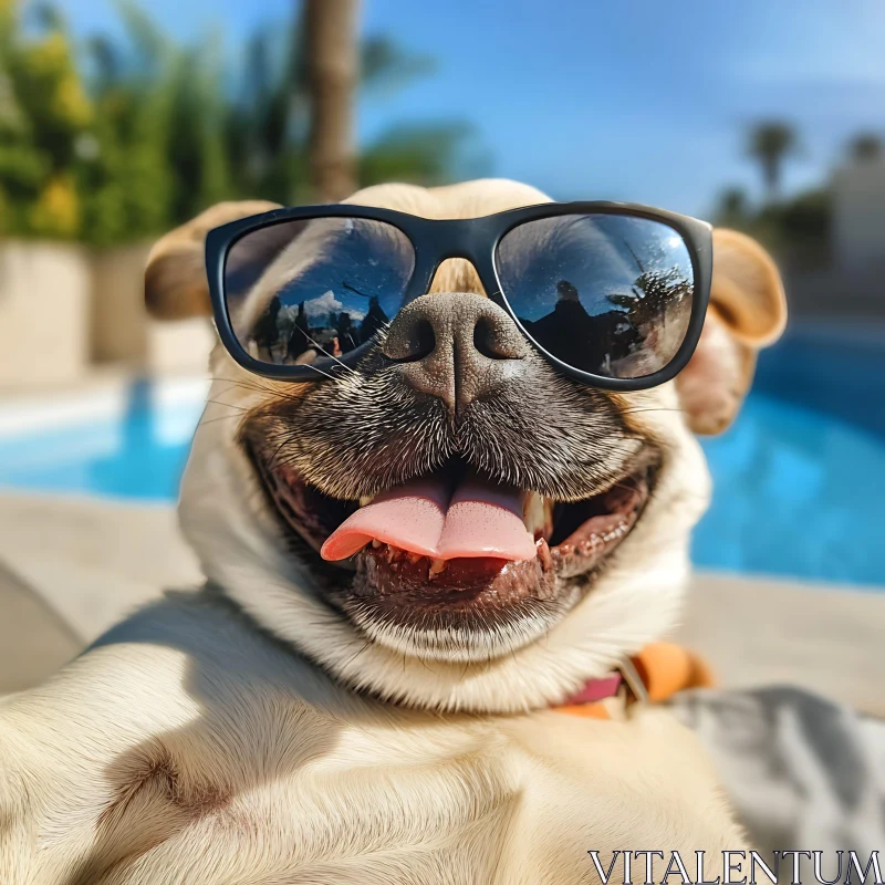 Cool Dog Chilling by the Poolside AI Image