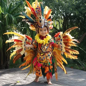 Youngster in Ornate Plume Attire