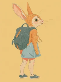 Anthropomorphic Rabbit with Backpack