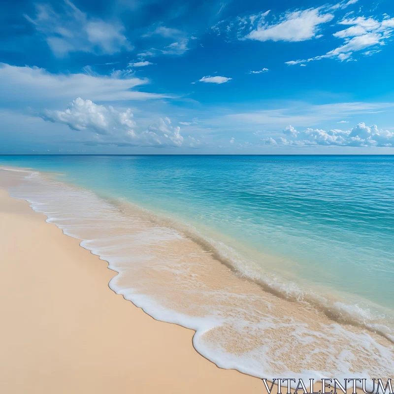 AI ART Calm Beach Scene with Turquoise Water