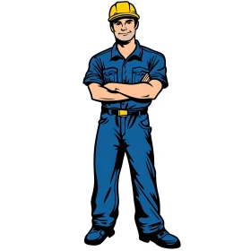 Man in Workwear Cartoon