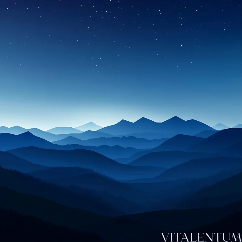 AI ART Layered Mountains at Night