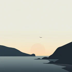 Minimalist Ocean View at Dusk