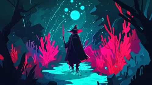 Enchanting Wizard in a Fantasy Forest