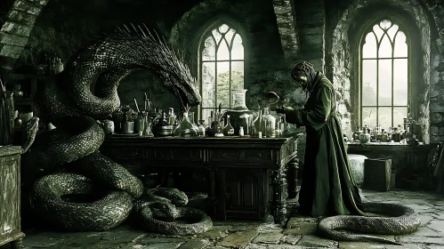 Magical Potion with Serpent Guardian