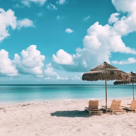 Idyllic Beach Scene with Umbrellas