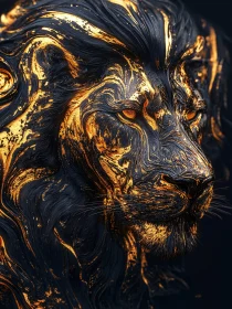 Abstract Lion - Black and Gold