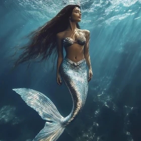 Serene Mermaid in Ocean Depths