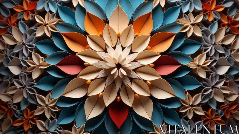 Abstract Origami Art – Earthy Colored Paper Flower AI Image