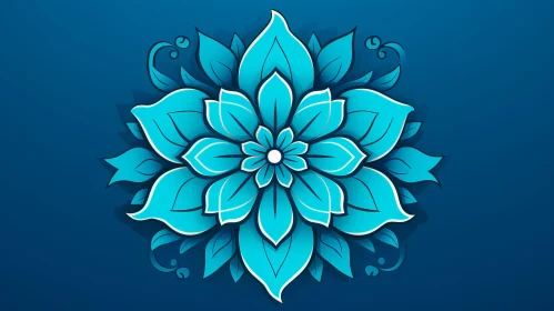 Blue Flower Design on Dark Turquoise Background: A Study in Spiritual Symbolism