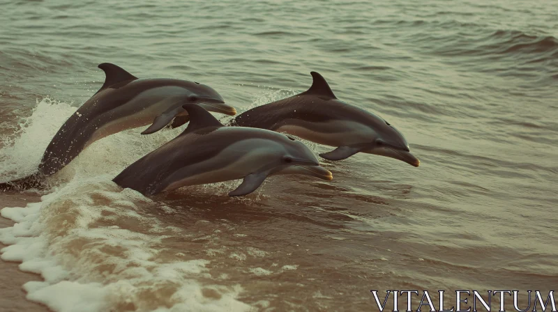 AI ART Dolphins Leaping Out of Water