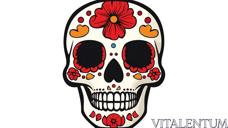 Day of the Dead Skull Illustration AI Image