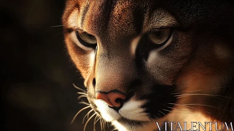 Close-Up of a Wild Cougar AI Image