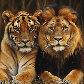 Portrait of a Lion and a Tiger