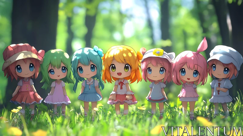 AI ART Enchanting Chibi Characters in the Woods