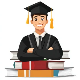 Cartoon Graduate Celebrating Academic Achievement