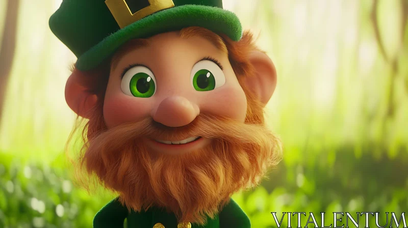 Smiling Leprechaun with Green Eyes AI Image