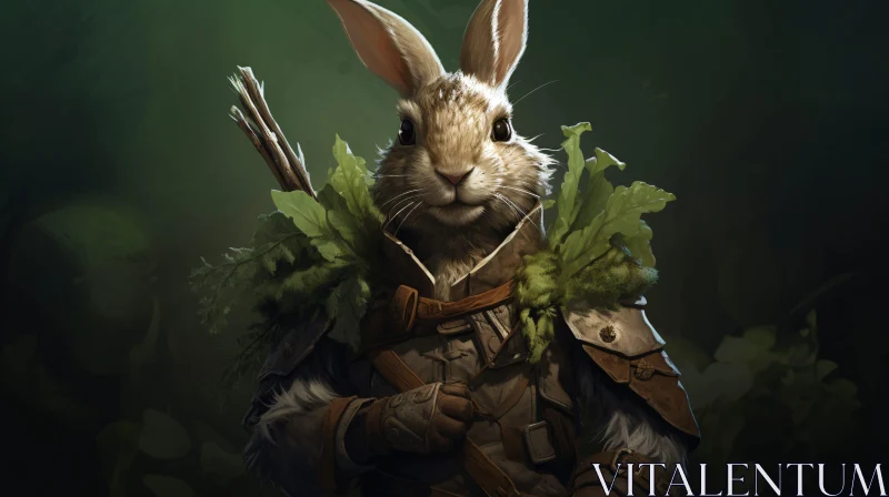 Fantasy Rabbit Warrior Portrait AI Image