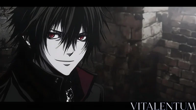 AI ART Mysterious Anime Male with Red Eyes