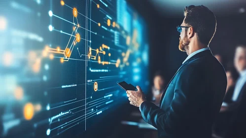 Man Analyzing Financial Data on Screen