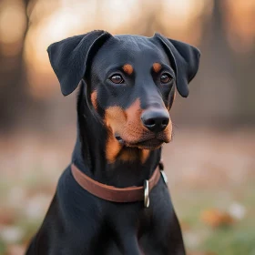 Elegant Black and Tan Dog with Leather Collar