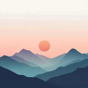 Tranquil Mountain Range Sunset View