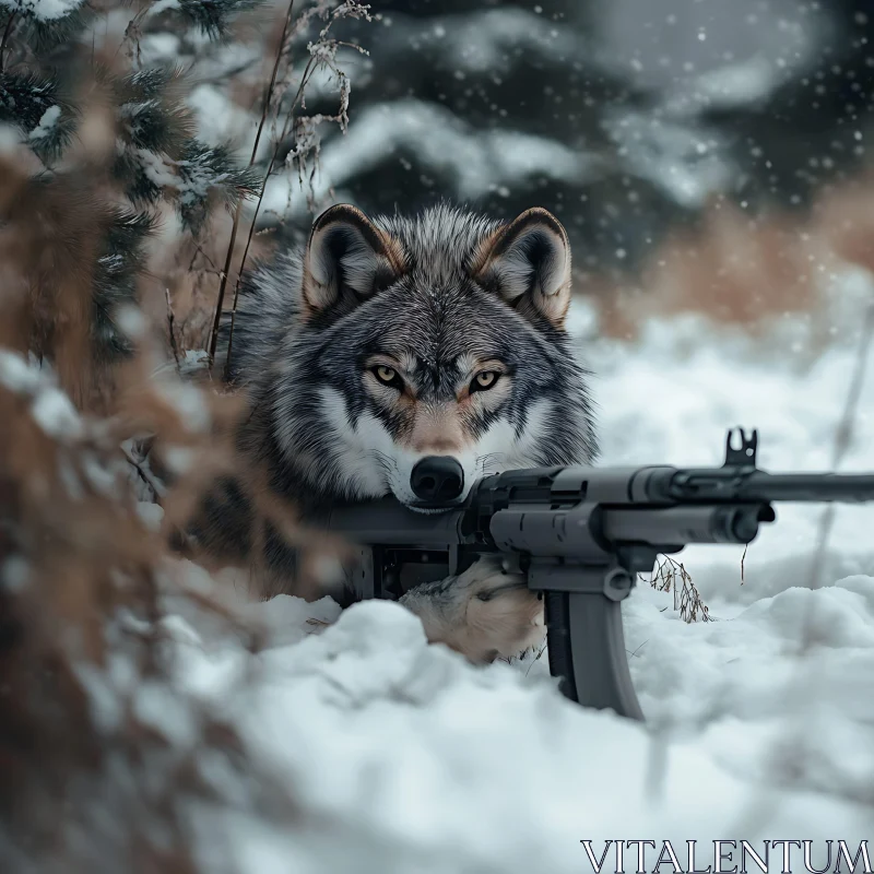 Winter Wolf Armed and Ready AI Image