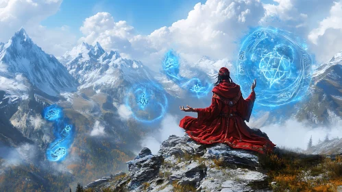 Mountain Wizard Conjuring Magic