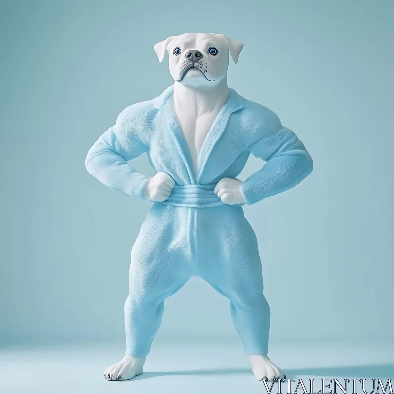 Stylized Canine Figure in Blue Outfit AI Image