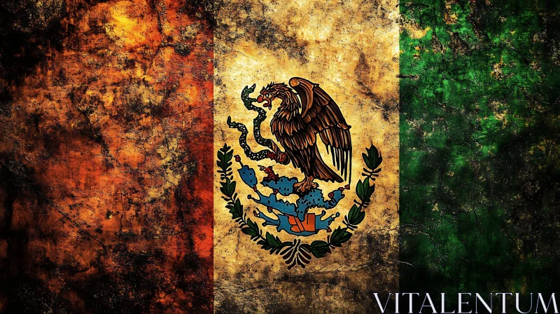 AI ART Distressed Vintage Mexico Flag Design