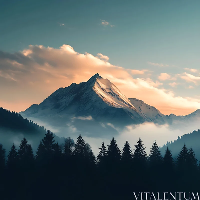 Misty Mountain Range Landscape AI Image