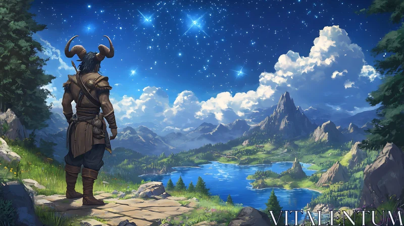 Celestial Vista with Warrior AI Image