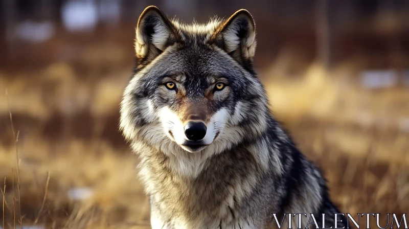 Majestic Wolf Stares Intently AI Image