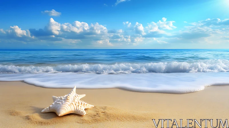 AI ART Coastal Starfish Beach Scene