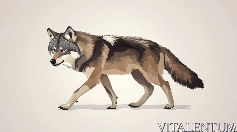 Striding Wolf Graphic Artwork AI Image