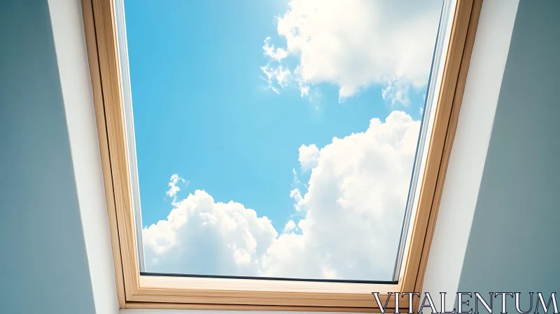 Clouds Through Window Frame AI Image