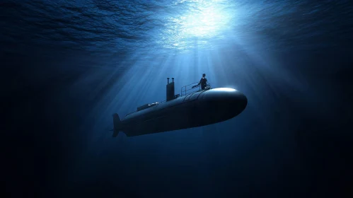 Underwater Submarine in the Ocean Depths