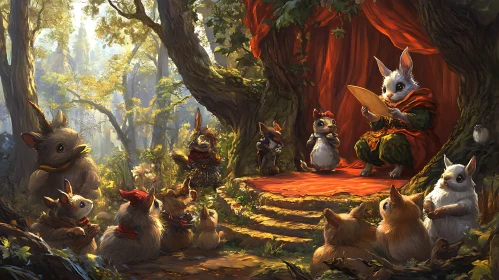 Woodland Creatures Listening to a Story