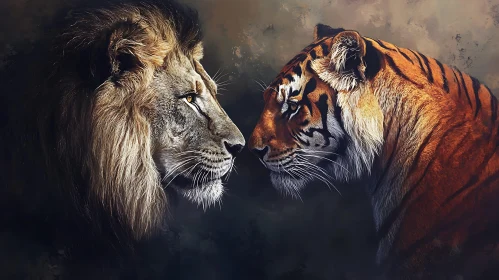 Intense Lion and Tiger Gaze